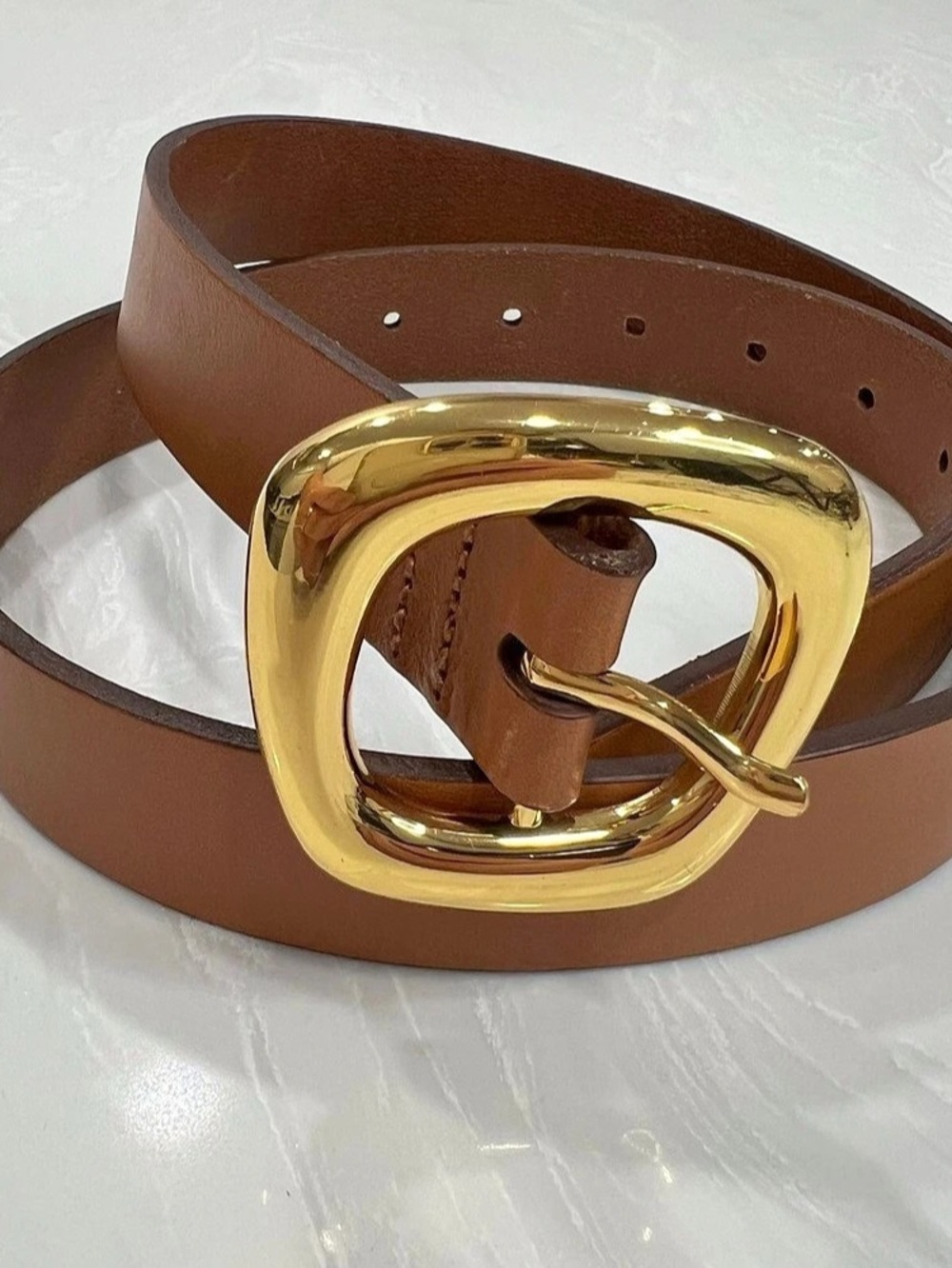 Madewell Oval-Buckle Belt Leather Belt in Brown